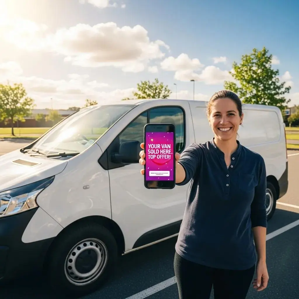 person-with-a-van-and-smartphone-representing-online-vehicle-selling