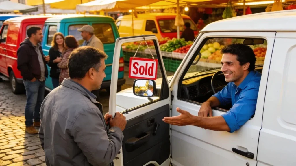 A person using a digital device to access an online vehicle buying platform, showcasing ease and convenience.