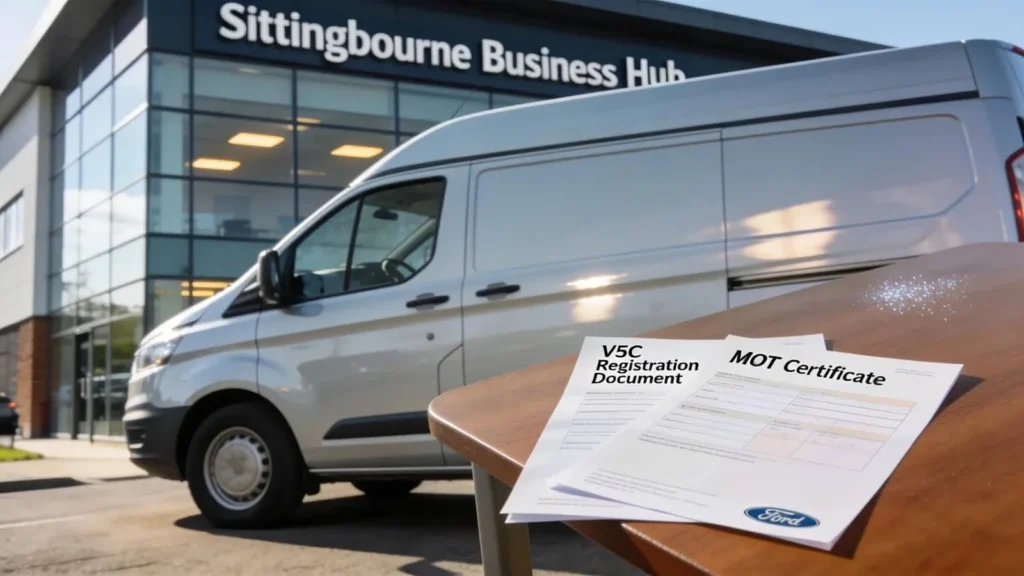 Commercial vehicle with essential sale documents, highlighting the process of selling a commercial vehicle in the UK.