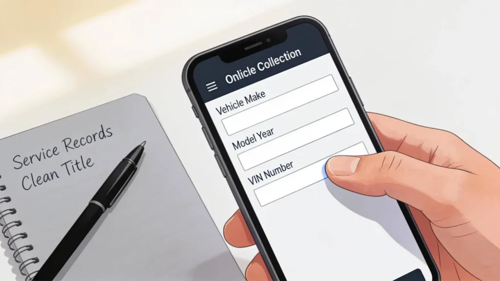 Step-by-step vehicle collection process with a focus on online form completion